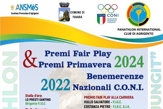 CONI Agrigento, si consegnano premi e beneficenze al Castello Chiaramontano di Favara